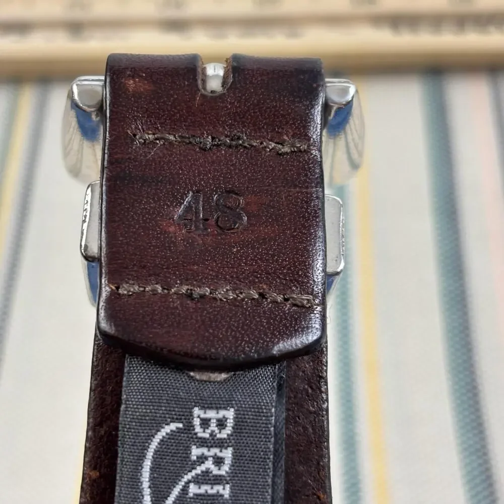 Brighton Belt Mens 48 Brown Leather Studded Western Diamond Silver Buckle Tip